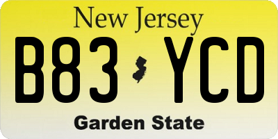 NJ license plate B83YCD