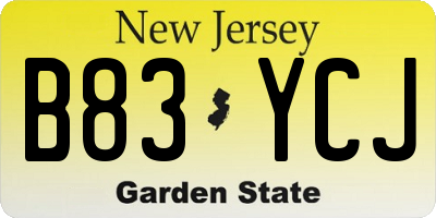 NJ license plate B83YCJ
