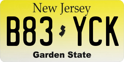 NJ license plate B83YCK