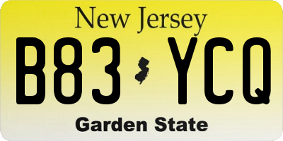 NJ license plate B83YCQ