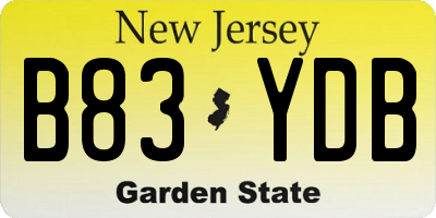 NJ license plate B83YDB