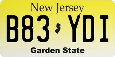 NJ license plate B83YDI