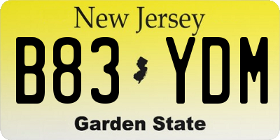NJ license plate B83YDM
