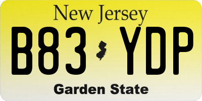 NJ license plate B83YDP