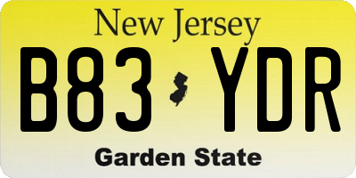 NJ license plate B83YDR