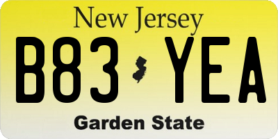 NJ license plate B83YEA