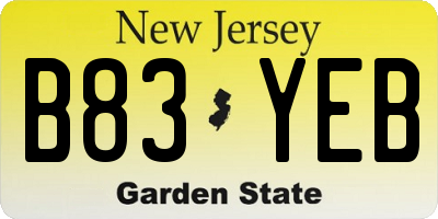 NJ license plate B83YEB