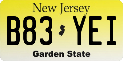 NJ license plate B83YEI