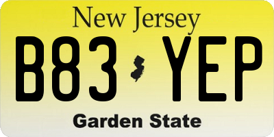 NJ license plate B83YEP