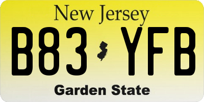 NJ license plate B83YFB