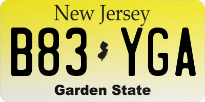 NJ license plate B83YGA