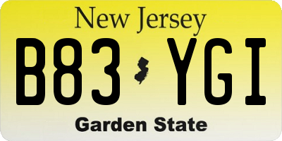 NJ license plate B83YGI
