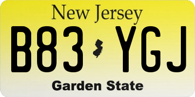 NJ license plate B83YGJ