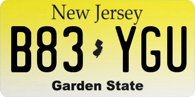 NJ license plate B83YGU