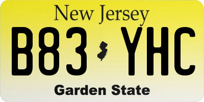 NJ license plate B83YHC