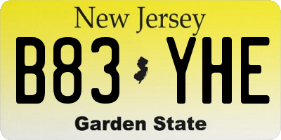 NJ license plate B83YHE