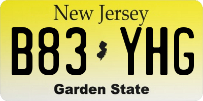 NJ license plate B83YHG