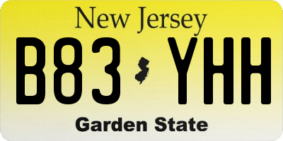 NJ license plate B83YHH