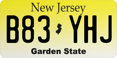 NJ license plate B83YHJ