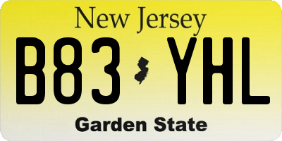NJ license plate B83YHL