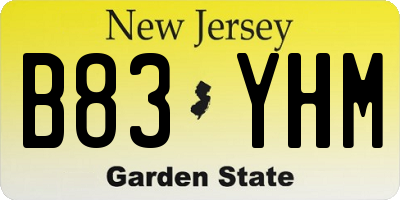 NJ license plate B83YHM