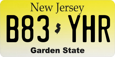 NJ license plate B83YHR