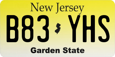 NJ license plate B83YHS