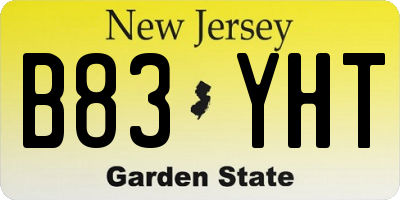 NJ license plate B83YHT