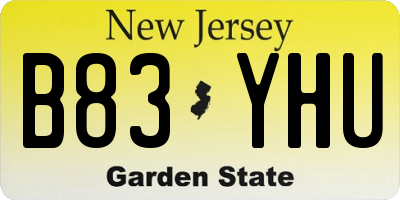 NJ license plate B83YHU