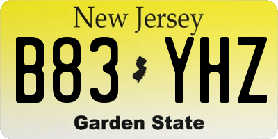 NJ license plate B83YHZ