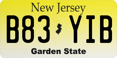 NJ license plate B83YIB
