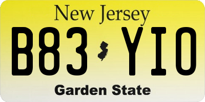NJ license plate B83YIO