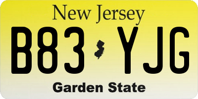 NJ license plate B83YJG