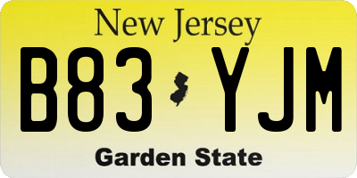 NJ license plate B83YJM