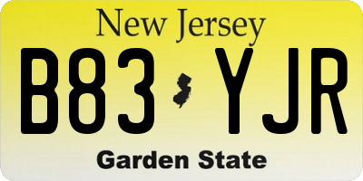 NJ license plate B83YJR