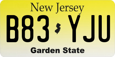 NJ license plate B83YJU