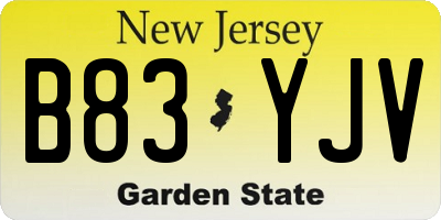 NJ license plate B83YJV