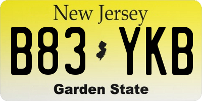 NJ license plate B83YKB