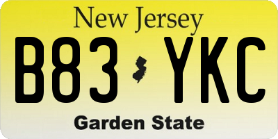 NJ license plate B83YKC