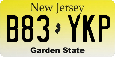 NJ license plate B83YKP