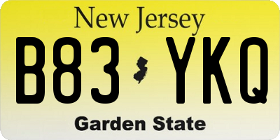 NJ license plate B83YKQ