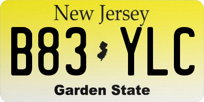 NJ license plate B83YLC