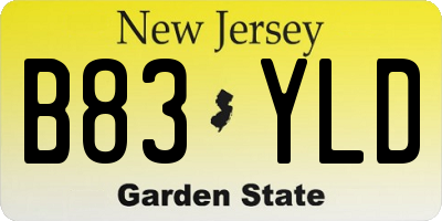 NJ license plate B83YLD