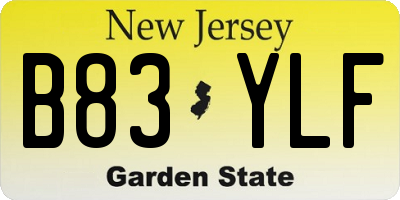 NJ license plate B83YLF