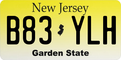 NJ license plate B83YLH