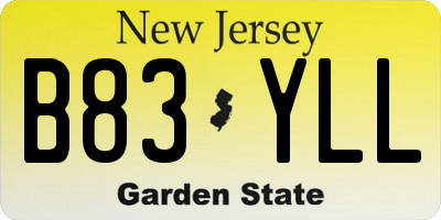 NJ license plate B83YLL