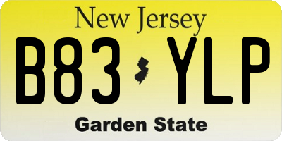 NJ license plate B83YLP