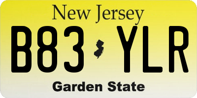 NJ license plate B83YLR