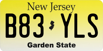 NJ license plate B83YLS