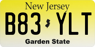 NJ license plate B83YLT